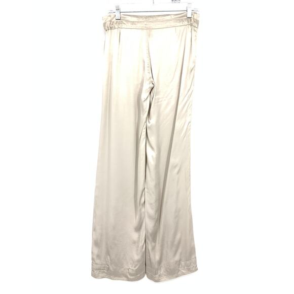 Zara Basic Straight Leg Satin Pants Womens Size Small Cream Gray *READ FLAW - Picture 2 of 7